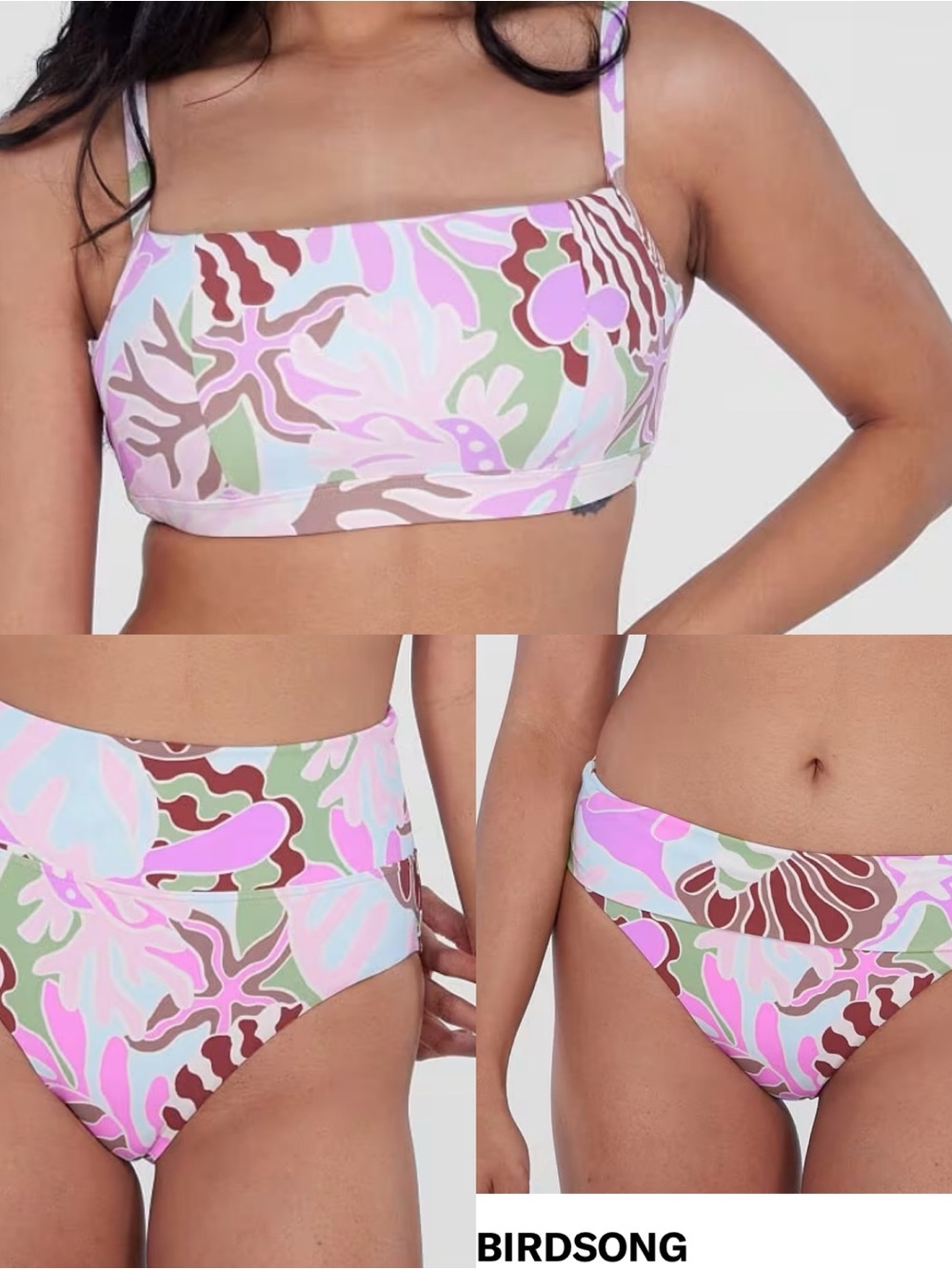 Women’s Birdsong High-Waist Bikini Set. 32DDD Top, SMALL Bottoms.